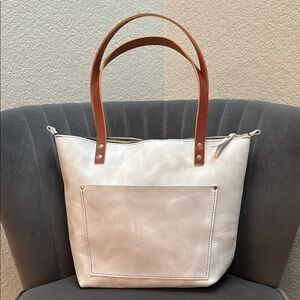 Portland Leather Goods Beluga Medium Zip Tote Tandles New